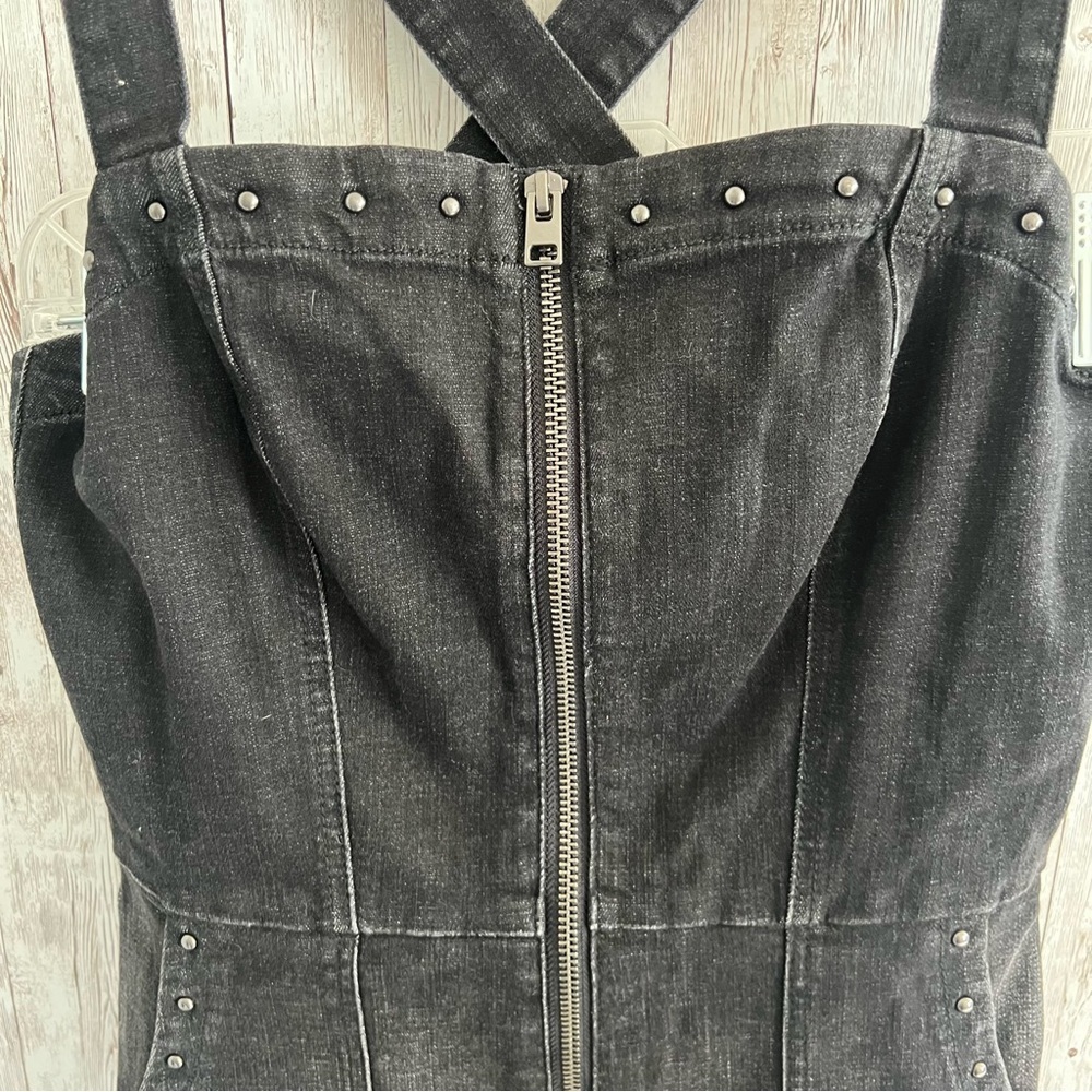 Level 99 Denim Dress with Stud Accents Criss Cross Back Black Small - Picture 4 of 7
